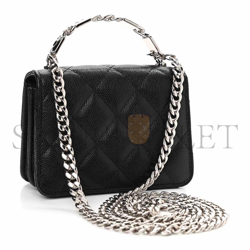 CHANEL CAVIAR QUILTED PICK ME UP CLUTCH WITH CHAIN BLACK (13*9.5*6cm) 